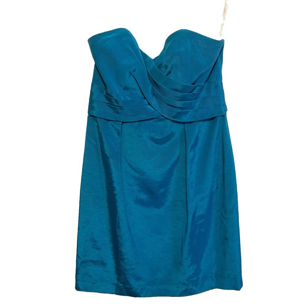 Shoshanna Women's Strapless Kira Dress Turquoise Blue USA Size 8 Homecoming Y2K - Picture 2 of 9